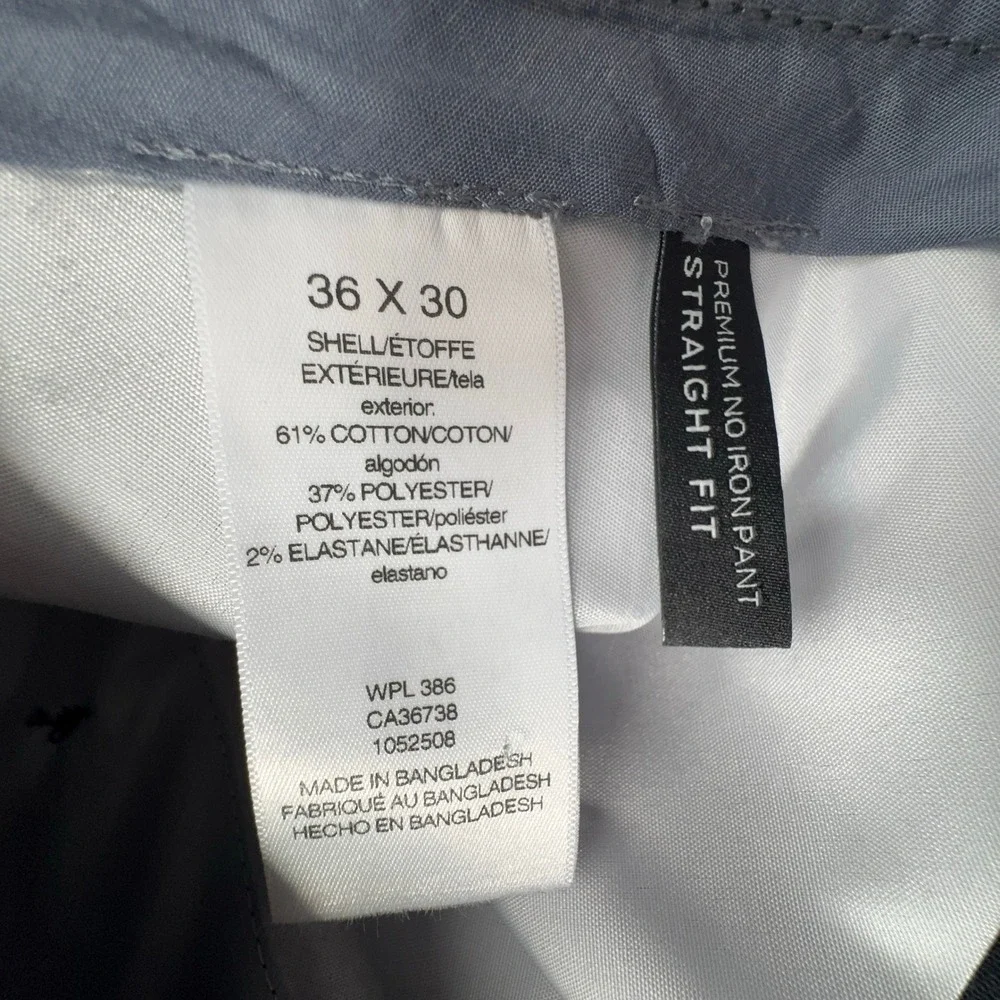 Haggar Mens Premium No Iron Straight Fit Pants Black 36x30 NWT